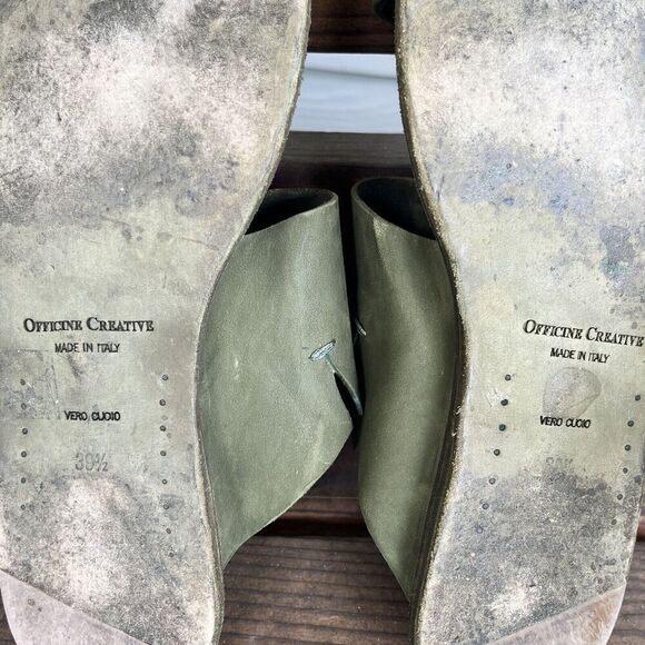 Officine Creative Green Leather Toe Ring Sandals Italy Women's Size 39.5 US 9.5 - Picture 11 of 12